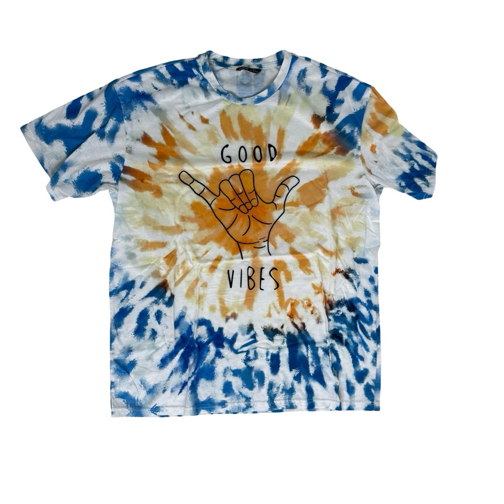 SHEIN Blue and Orange Tie-Dye Tee